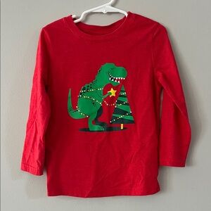 Cat & Jack Red Long Sleeve Dinosaur Tee